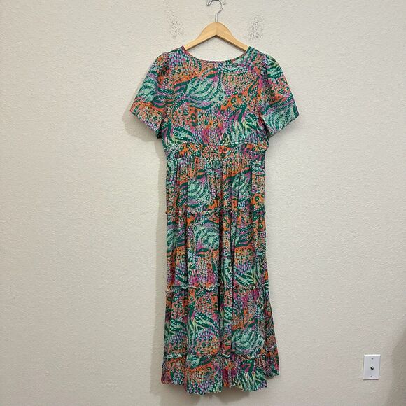 BRITON COURT Willow Maxi Dress Multicolor Tiered Metallic Boho NWOT - Picture 2 of 10